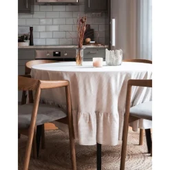 Pöytäliina Svanefors Sabina, Ø160 + 20cm, beige