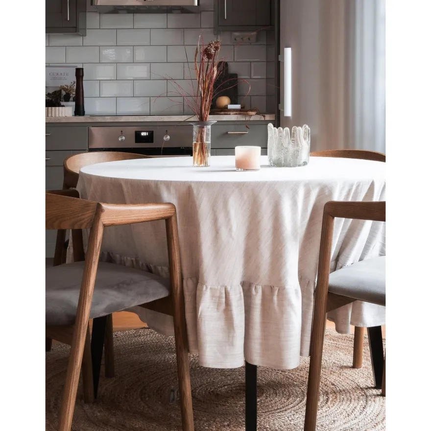 Pöytäliina Svanefors Sabina, Ø160 + 20cm, beige