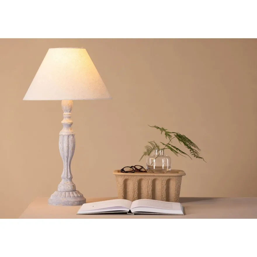 Pöytävalaisin Venture Home Caen, ø35x62cm, vaaleanharmaa/beige