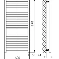 Pyyhekuivain Interia Tondi, 600x970 mm, 400W, eri värejä