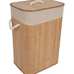Pyykkikori Home4You MAX BAMBOO 40x30xK57 cm, kannella, ruskea