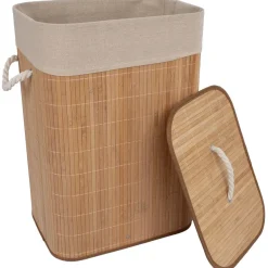 Pyykkikori Home4You MAX BAMBOO 40x30xK57 cm, kannella, ruskea
