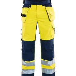 Riipputaskuhousut Blåkläder 1565 Highvis, huomiokeltainen/sininen