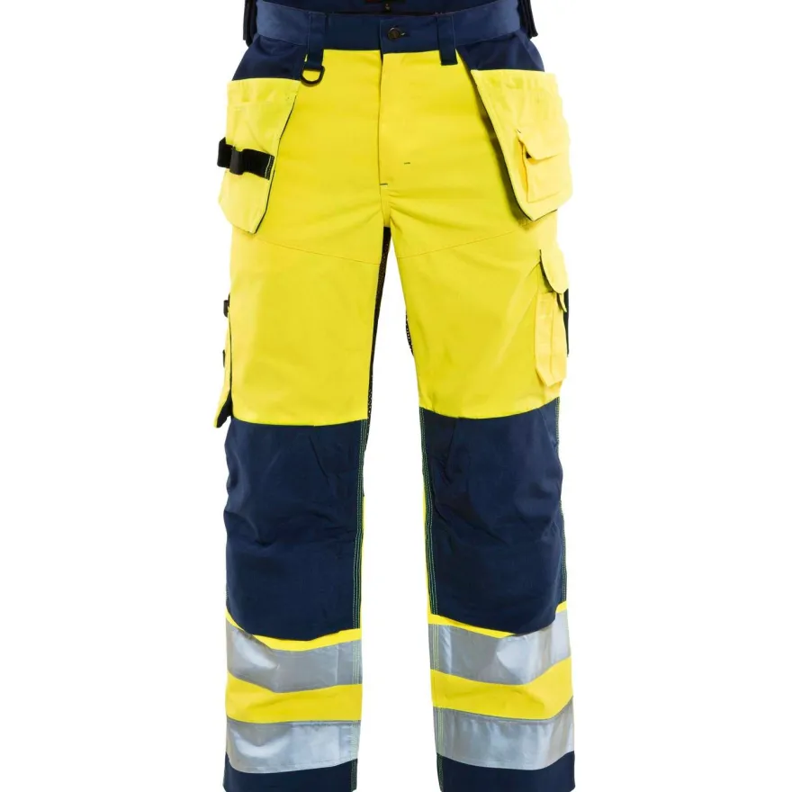 Riipputaskuhousut Blåkläder 1565 Highvis, huomiokeltainen/sininen