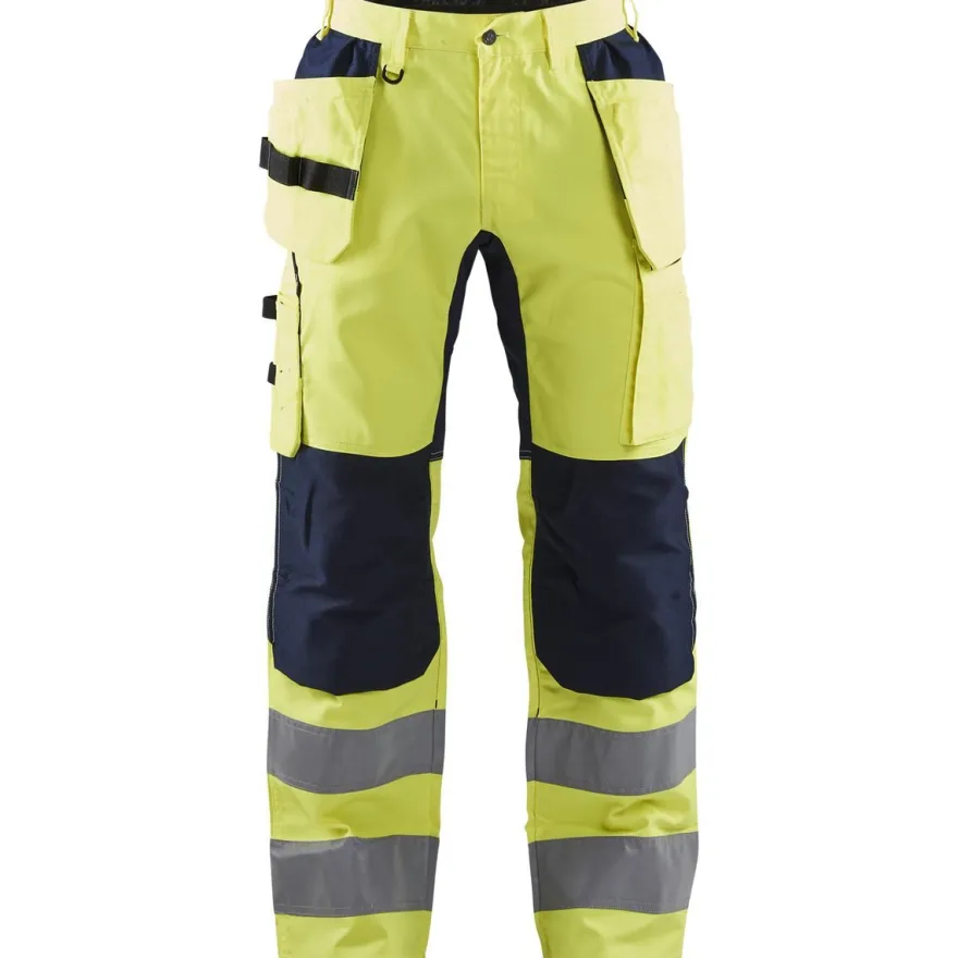 Riipputaskuhousut Blåkläder 1552 Highvis Stretch, huomiokeltainen/sininen