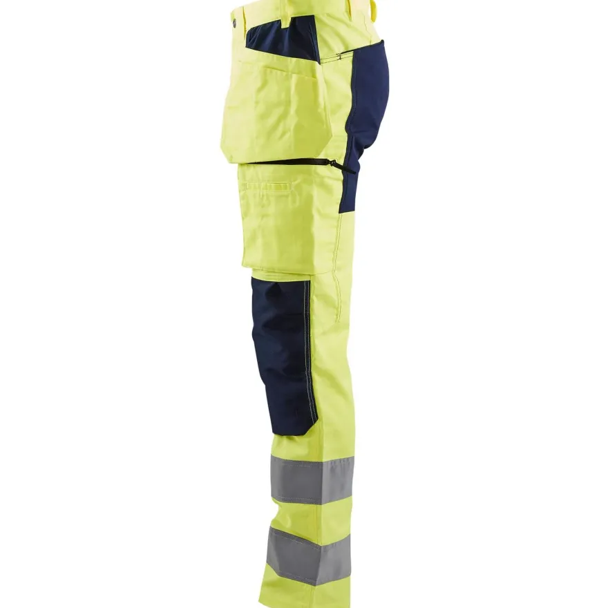 Riipputaskuhousut Blåkläder 1552 Highvis Stretch, huomiokeltainen/sininen