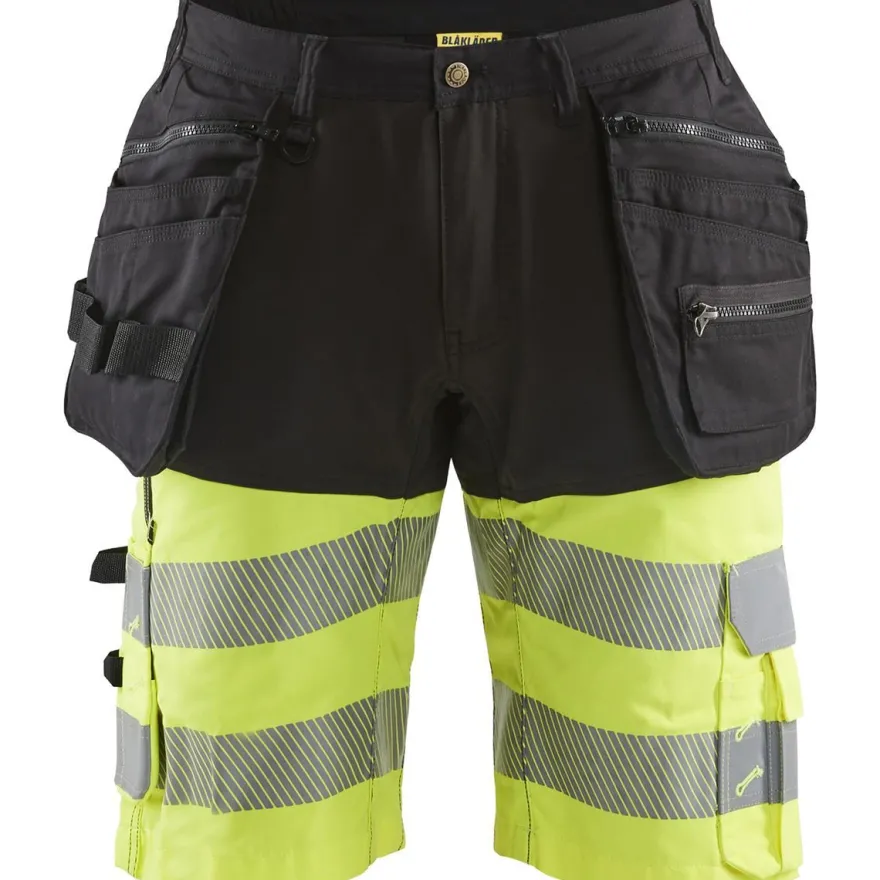 Riipputaskushortsit Blåkläder 1596 Highvis Stretch, musta/huomiokeltainen