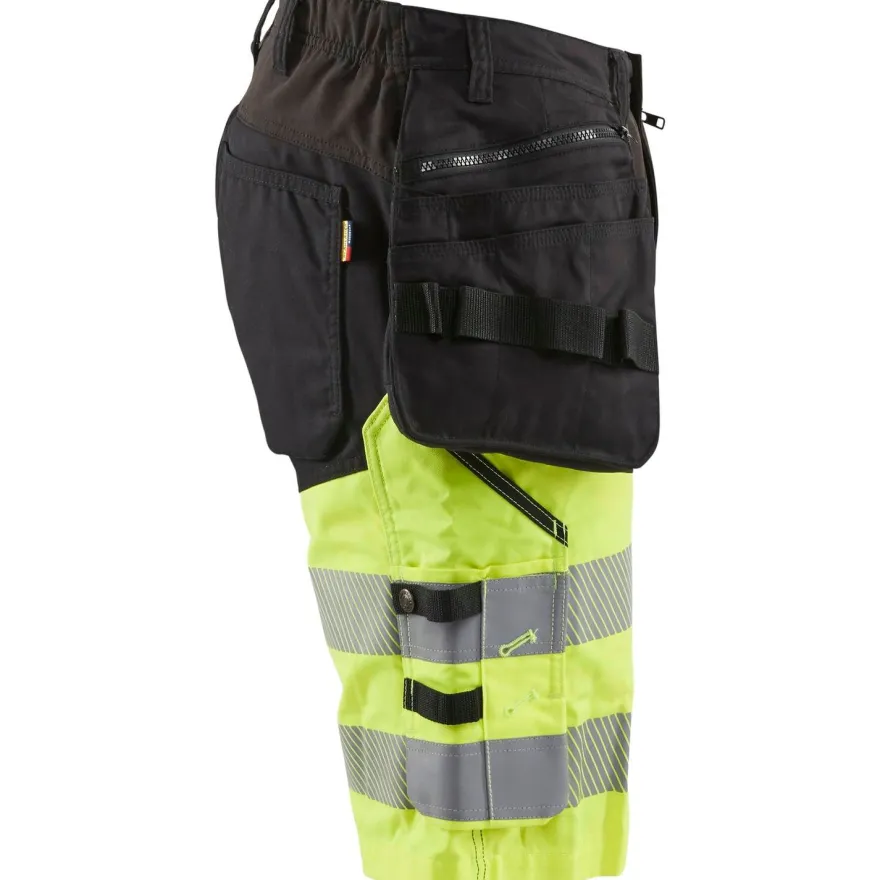 Riipputaskushortsit Blåkläder 1596 Highvis Stretch, musta/huomiokeltainen