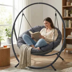 Riipputuoli Lykke Comfort, sis. pehmustettu tyyny ja ripustusketju, Antrasiitti