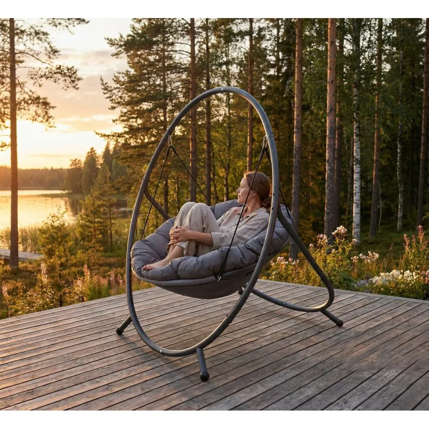 Riipputuoli Lykke Comfort, sis. pehmustettu tyyny ja ripustusketju, Antrasiitti