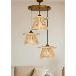 Riippuvalaisin Linento Lighting BK180 3-osainen kupari/luonnonvalkoinen