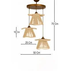 Riippuvalaisin Linento Lighting BK180 3-osainen kupari/luonnonvalkoinen