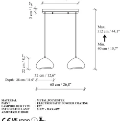 Riippuvalaisin Linento Lighting Lora 30-2-C-Luna, 2-osainen, valkoinen