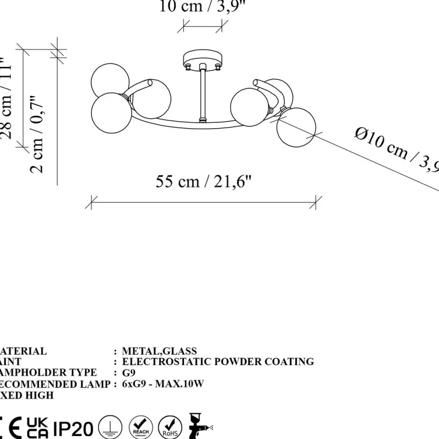 Riippuvalaisin Linento Lighting Luminar, 55x50x30cm