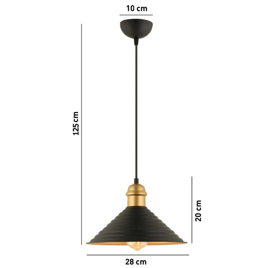 Riippuvalaisin Linento Lighting RT-26, Ø28cm, E27, max. 40W, IP20, musta