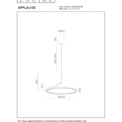 Riippuvalaisin Lucide Applause, Ø60cm, IP20, 32W, eri värejä