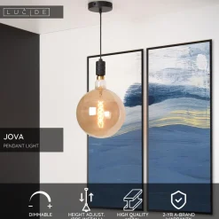 Riippuvalaisin Lucide Jova, Ø10cm, IP20, musta