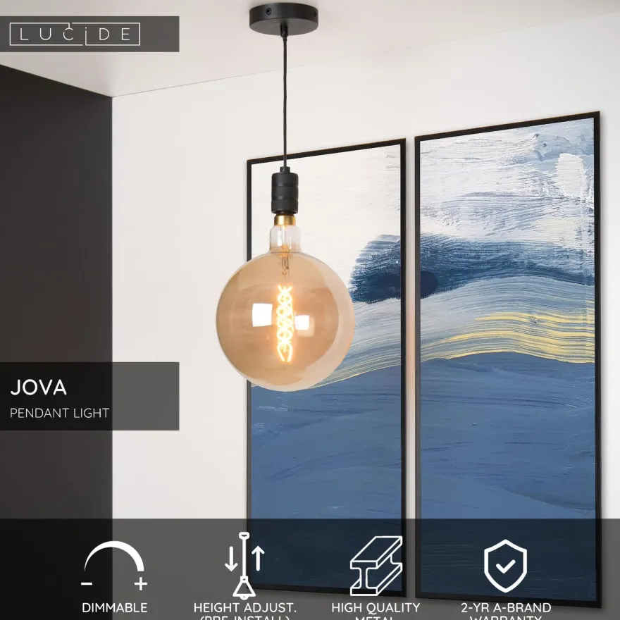 Riippuvalaisin Lucide Jova, Ø10cm, IP20, musta