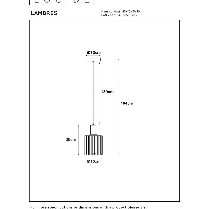 Riippuvalaisin Lucide Lambres, Ø15cm, IP20, eri värejä