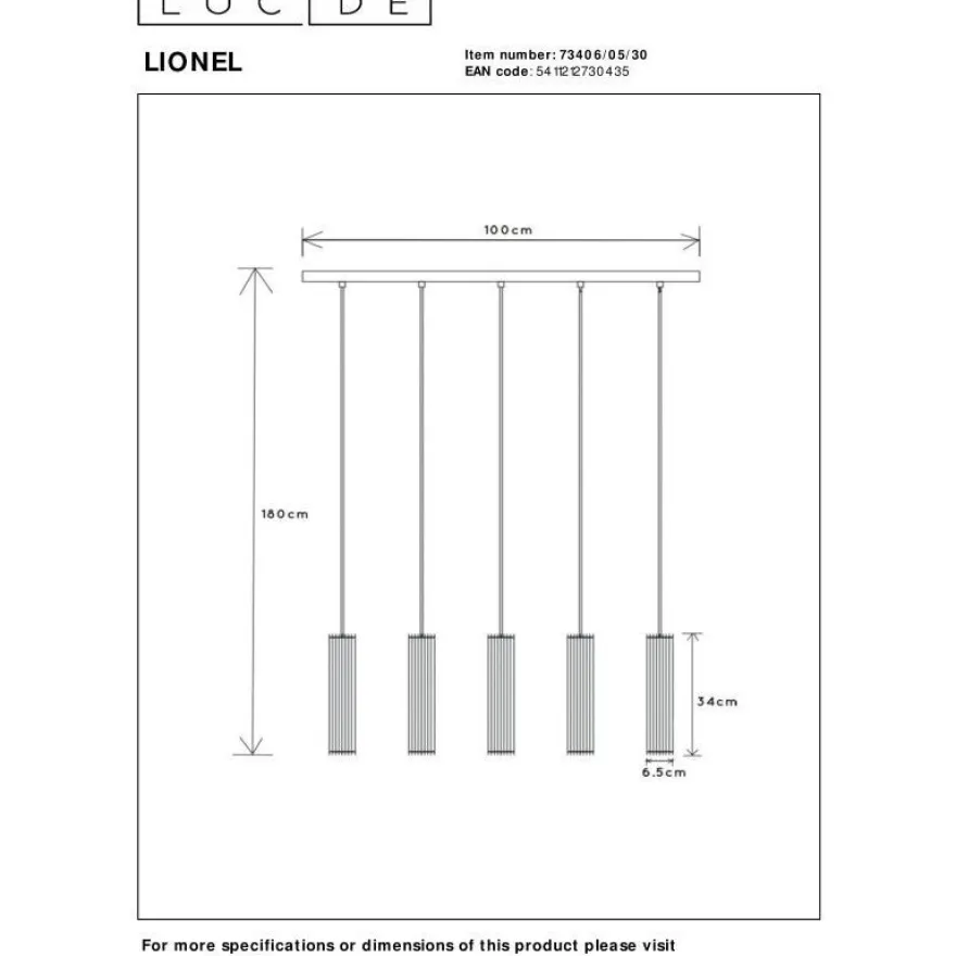 Riippuvalaisin Lucide Lionel 5xE27, musta