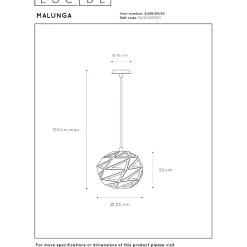 Riippuvalaisin Lucide Malunga, Ø25cm, IP20, eri värejä