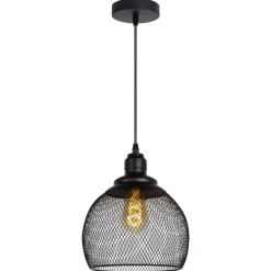 Riippuvalaisin Lucide Mesh, Ø22cm, 60W, himmennettävä, musta