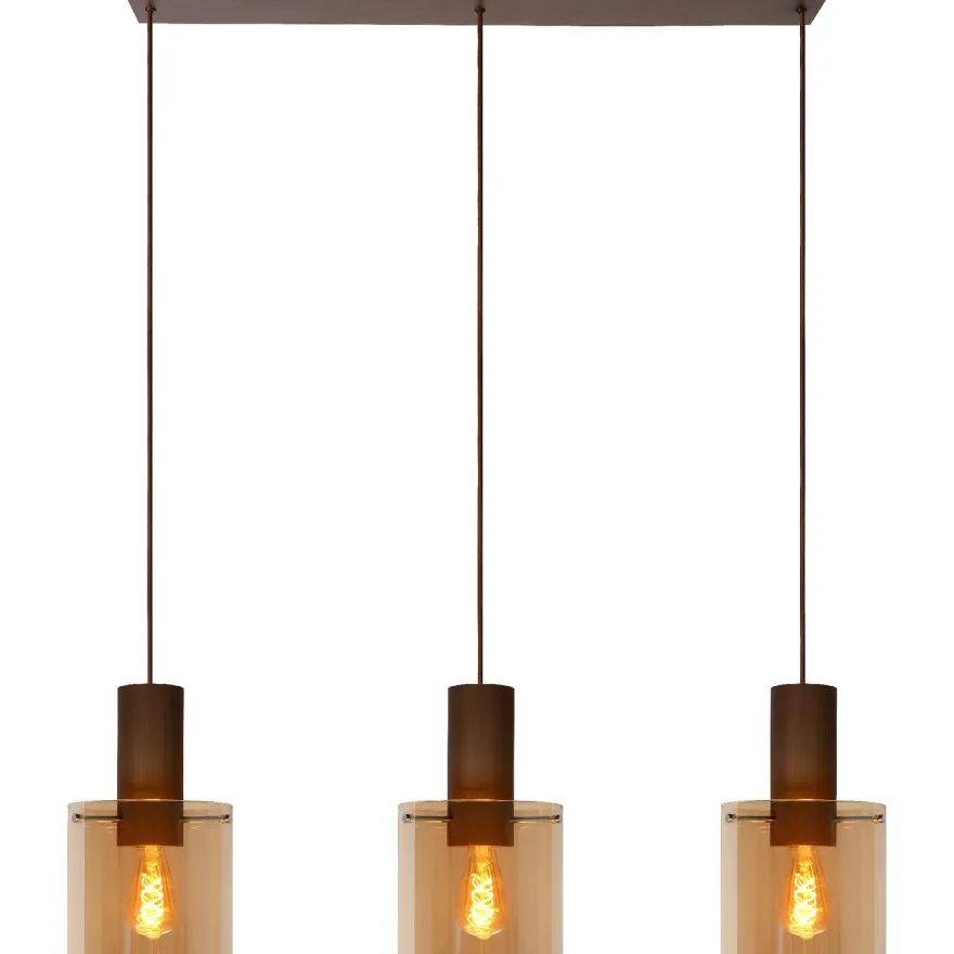 Riippuvalaisin Lucide Toledo, Ø20cm, IP20, 3 kpl, meripihka