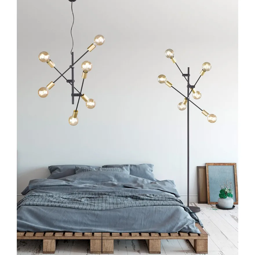 Riippuvalaisin Trio Cross Ø545x1500 mm, mattamusta/kulta