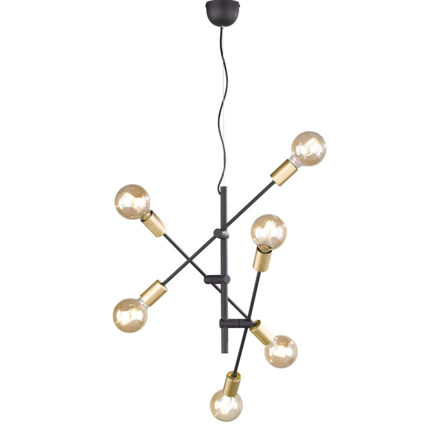 Riippuvalaisin Trio Cross Ø545x1500 mm, mattamusta/kulta