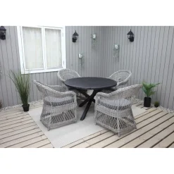 Ruokailuryhmä Baltic Garden, Ø112cm Scottsdale-pöytä + 4 Rosie-tuolia