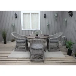 Ruokailuryhmä Baltic Garden, Ø112cm Scottsdale-pöytä + 4 Rosie-tuolia