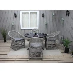 Ruokailuryhmä Baltic Garden, Ø112cm Scottsdale-pöytä + 4 Rosie-tuolia