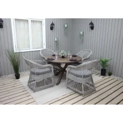 Ruokailuryhmä Baltic Garden, Ø112cm Scottsdale-pöytä + 4 Rosie-tuolia