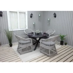Ruokailuryhmä Baltic Garden, Ø112cm Scottsdale-pöytä + 4 Rosie-tuolia
