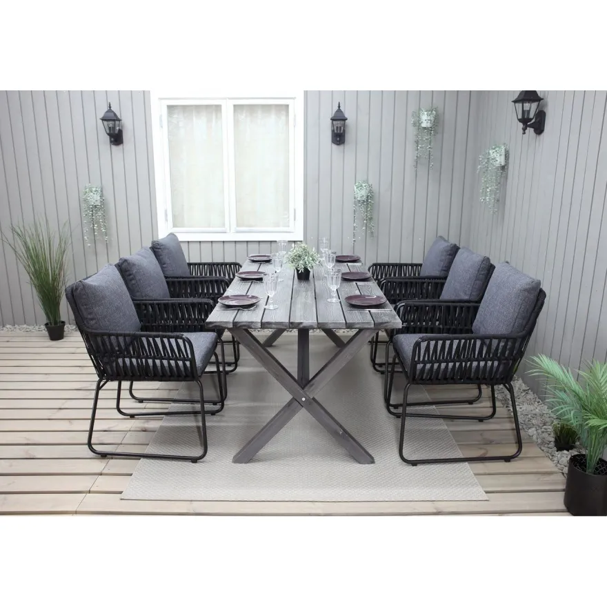 Ruokailuryhmä Baltic Garden, 190x86cm Scottsdale-pöytä + 6 Maggie-tuolia
