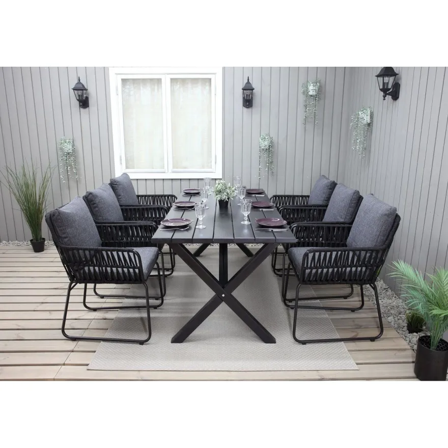 Ruokailuryhmä Baltic Garden, 190x86cm Scottsdale-pöytä + 6 Maggie-tuolia