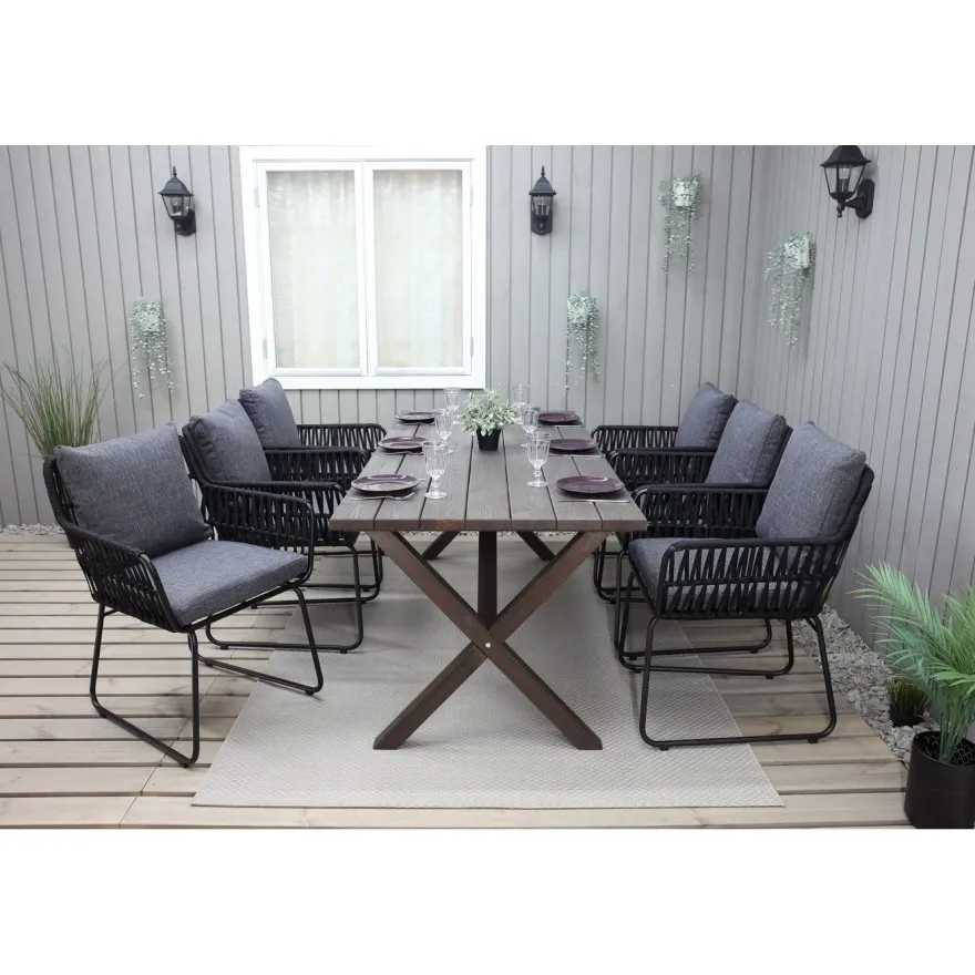 Ruokailuryhmä Baltic Garden, 190x86cm Scottsdale-pöytä + 6 Maggie-tuolia