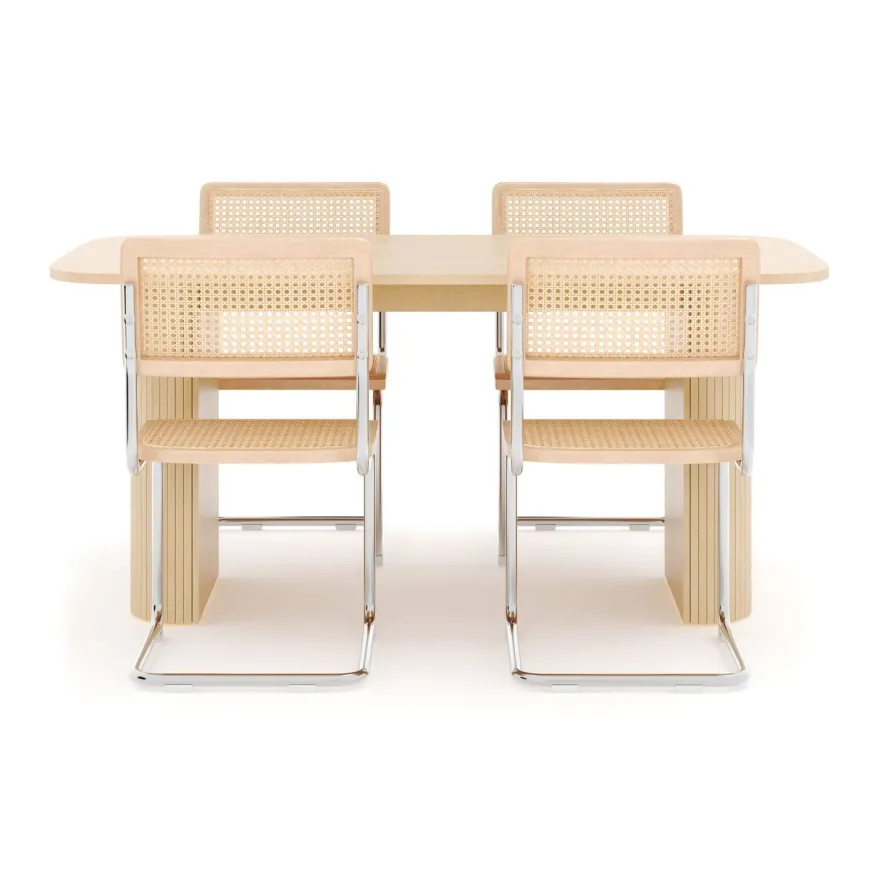 Ruokailuryhmä Kopparbo, 160cm pöytä + 4 Build tuolia, valkoinen (01705)