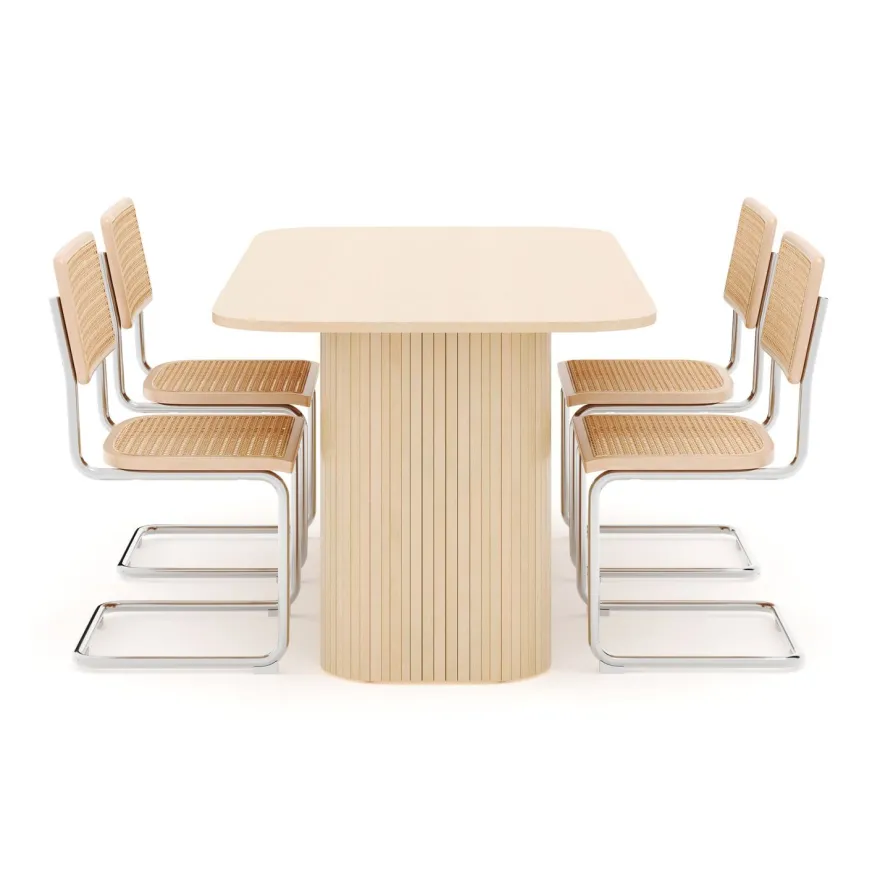 Ruokailuryhmä Kopparbo, 160cm pöytä + 4 Build tuolia, valkoinen (01705)
