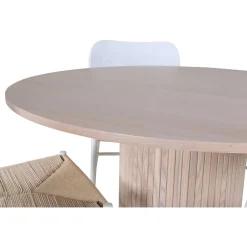 Ruokailuryhmä Venture Home, ⌀110cm beige Bianca-pöytä + 4 valkoista Polly-tuolia
