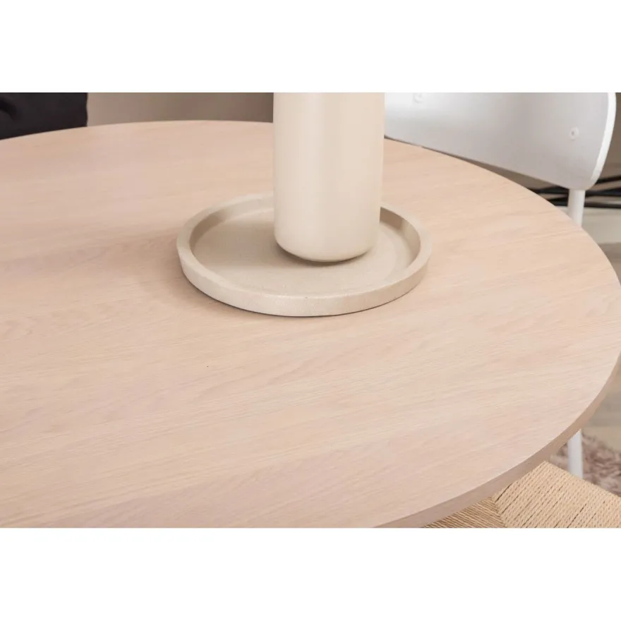 Ruokailuryhmä Venture Home, ⌀110cm beige Bianca-pöytä + 4 valkoista Polly-tuolia
