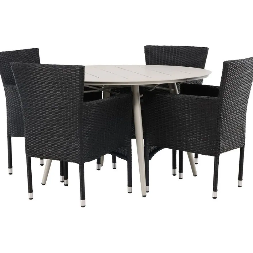Ruokailuryhmä Venture Home, ø120cm, beige Lina-pöytä + 4 Malina-tuolia