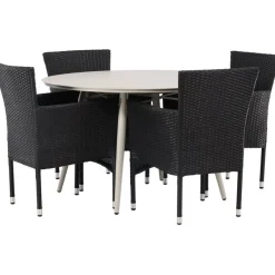 Ruokailuryhmä Venture Home, ø120cm, beige Lina-pöytä + 4 Malina-tuolia