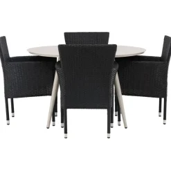 Ruokailuryhmä Venture Home, ø120cm, beige Lina-pöytä + 4 Malina-tuolia