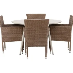 Ruokailuryhmä Venture Home, ø120cm, beige Lina-pöytä + 4 Malina-tuolia