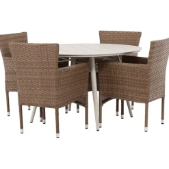 Ruokailuryhmä Venture Home, ø120cm, beige Lina-pöytä + 4 Malina-tuolia