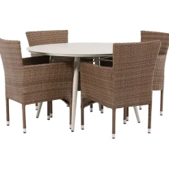 Ruokailuryhmä Venture Home, ø120cm, beige Lina-pöytä + 4 Malina-tuolia