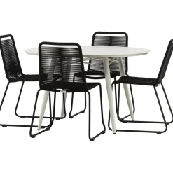 Ruokailuryhmä Venture Home, ø120cm, beige Lina-pöytä + 4 pinottavaa Lindos-tuolia