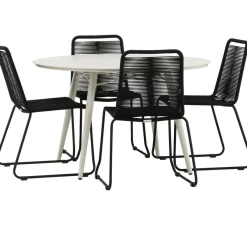 Ruokailuryhmä Venture Home, ø120cm, beige Lina-pöytä + 4 pinottavaa Lindos-tuolia