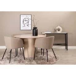 Ruokailuryhmä Venture Home, ⌀110cm Bianca-pöytä + 4 beigeä Berit-tuolia